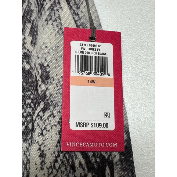 Vince Camuto Pants Womens 14W Black Gray Wide Leg Snake Print Stretch Mob Wife - Picture 3 of 10